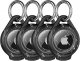 Waterproof Airtag Holder - 4 Pack Airtag Keychain Holder Compatible with Apple AirTags, Ultra Durable Anti-Scratches Protective Case with Keyring for Luggage, Backpack, Pet, Bag, Black
