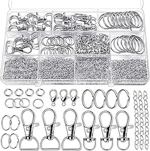 Teenitor 524PCS Keychain Making Kit, Key Chain Clips, Key Chain Rings, Lanyard Hooks Lobster Claw Clasps, Key and Jump Rings for Keychain Making Jewelry Lanyard
