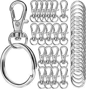 LEOBRO 140PCS Metal Swivel Snap Hooks with Key Rings, 70PCS Small Lobster Claw Keychains Clasps and 70PCS Large Key Chain Ring for Keychain Clip, Lanyard, Key, Jewelry Making, Art Crafts, Silver