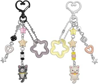 2 Pieces Cute Keychain Sweet Strawberry Keychain Aesthetic Y2K Accessory Flowers Keychains for Car Keys Bags Purse